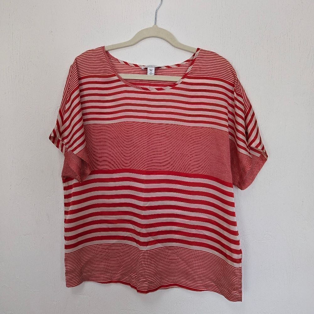 COLDWATER CREEK Women Poly Relaxed Fit Blouse. Very Thin. Stripes Size M